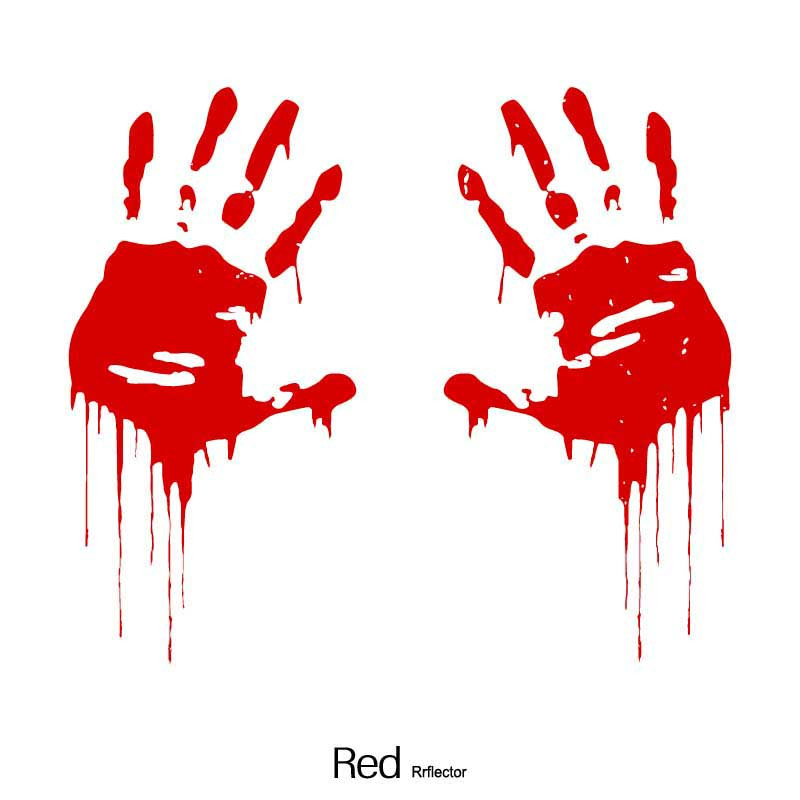 Red Handprint Car Hood Stickers Halloween Spooky Blood Bleeding