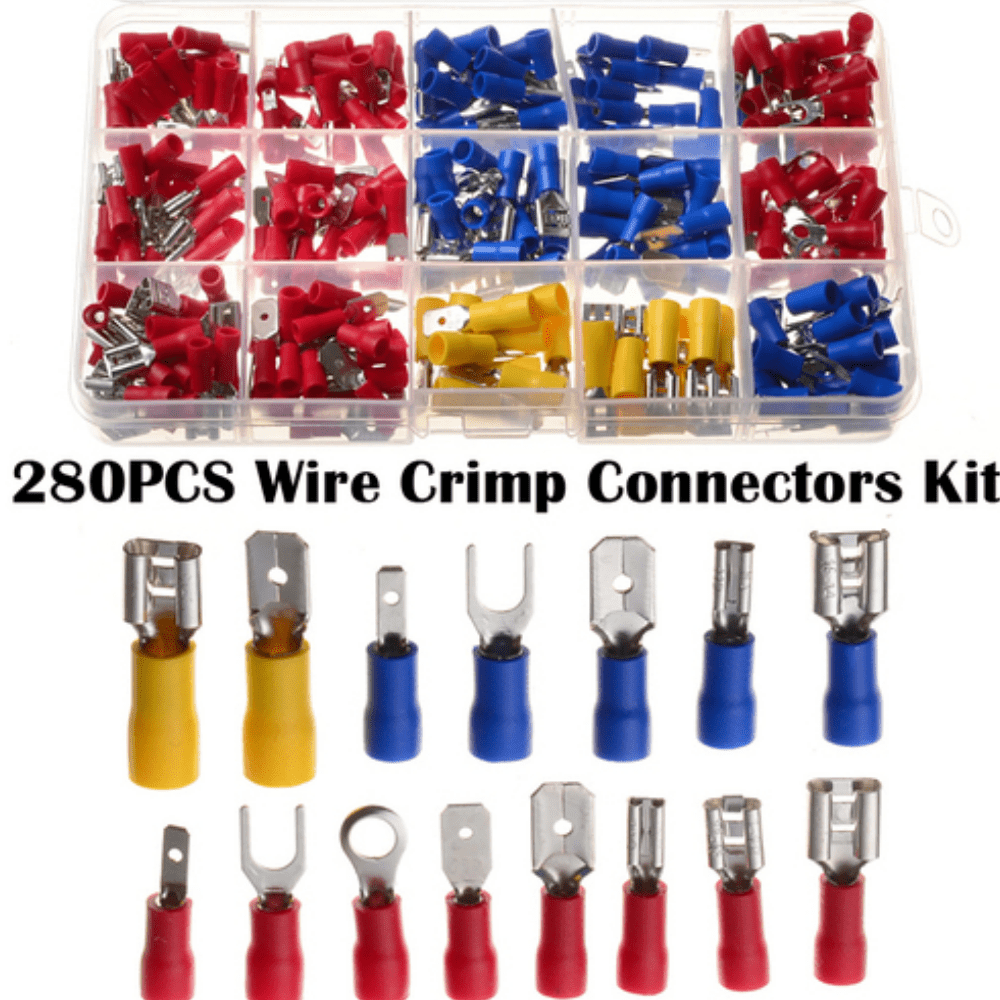 

280pcs Assorted Insulated Electrical Wire Terminals Crimp Connectors Spade Kit