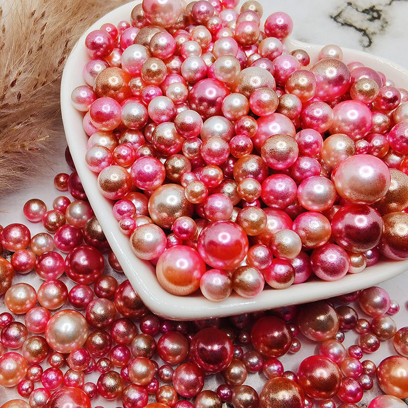 Mix Size Beads Hole Colorful Faux Pearls Round Acrylic - Temu