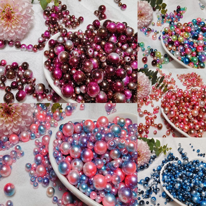 10pcs resin starry sky sprinkling mermaid beads, round beads, DIY
