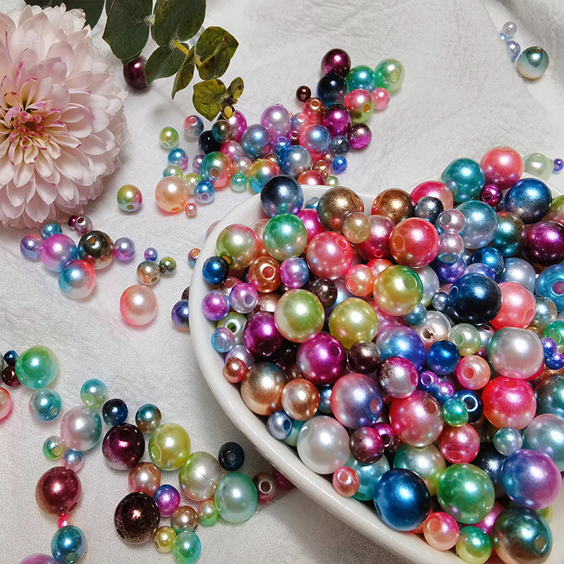 Galaxy Mermaid Half Pearl, ABS Pearls in Rainbow Gradient Color, Kaw, MiniatureSweet, Kawaii Resin Crafts, Decoden Cabochons Supplies