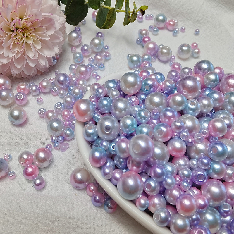 Pink and Blue Tie Dye Beads, Unique Beads, Mermaid Beads for