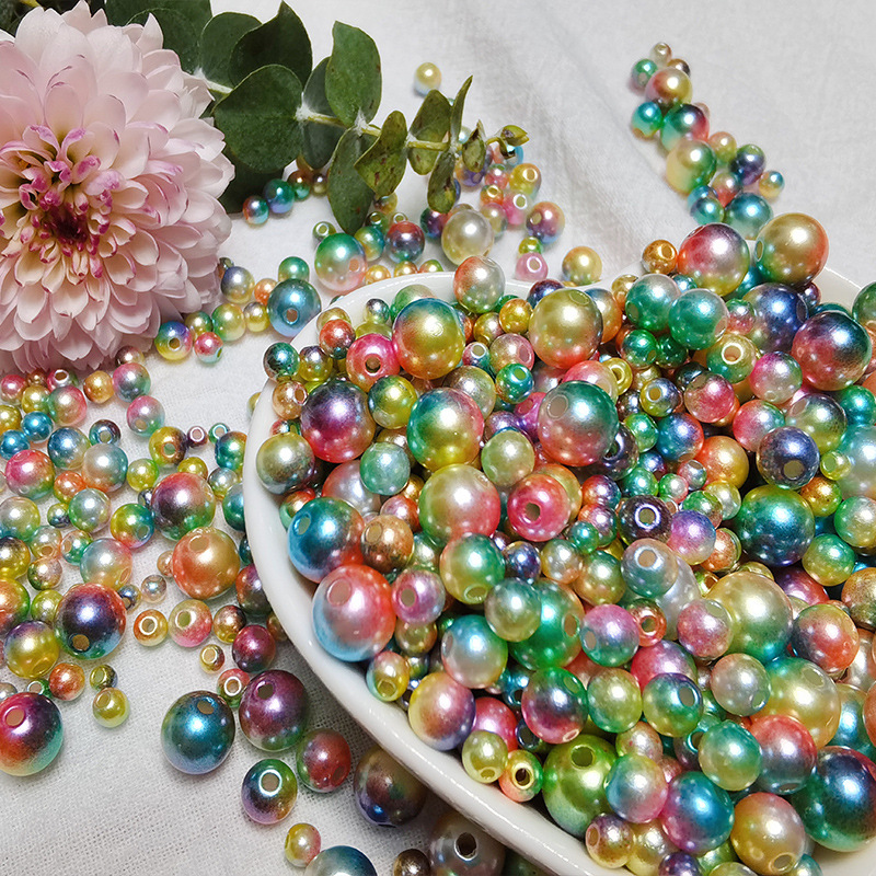 Resin Round Imitation Beads Clear AB Colors With Hole Loose Craft Pearls  For Sew On Clothes Bags Shoes Backpack Supplies - AliExpress