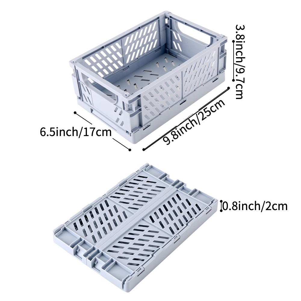 4-Pack Mini Plastic Baskets for Shelf Storage Organizing, Durable and  Reliable Folding Storage Crate, Ideal for Home Kitchen Classroom and Office