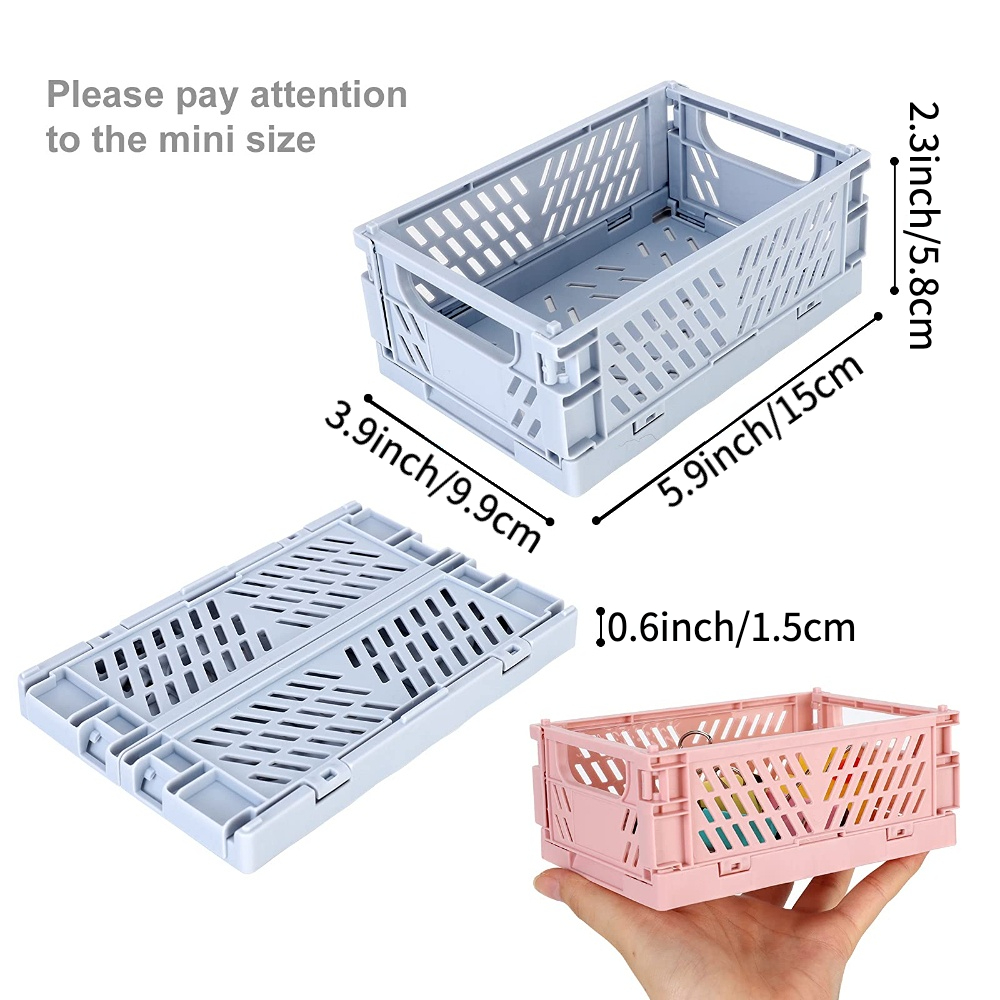 1-4pcs Plastic Small Basket With Handle Box Sundries Storage Box