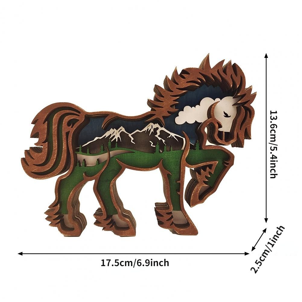 Fashionable Multi Layer Horse Figurine Hollow Design Wood Animal Totem Horse  Sculpture Crafts With Led Light For Home And Office Decoration | Don't Miss  These Great Deals | Temu