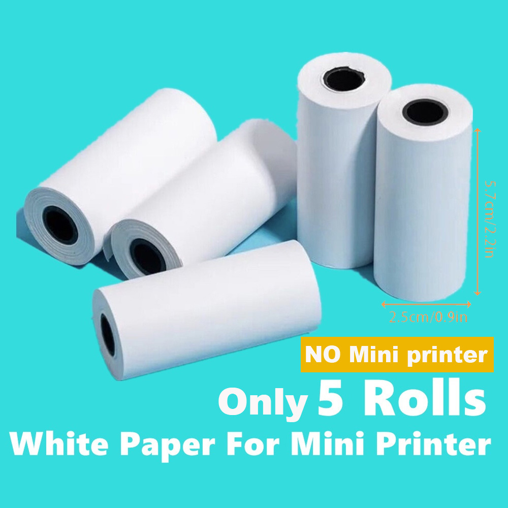 Mini Printer Paper 57mm Width Color White Continuous Paper Self-Adhesive  Transparent Sticker Rolls for Portable HD Photo Printer