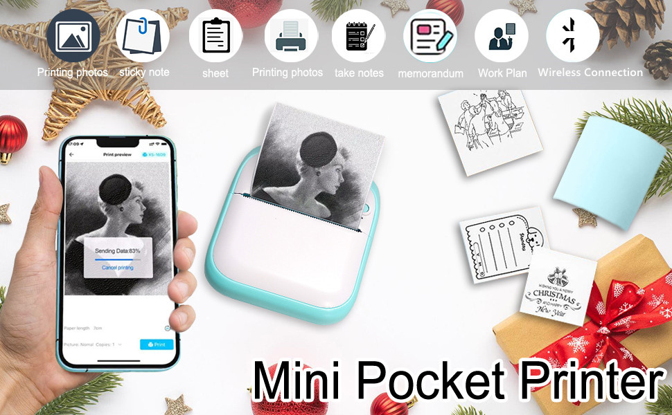 mini photo printer for iphone android 1000mah portable thermal photo printer for gift study notes work children photo picture memo details 0