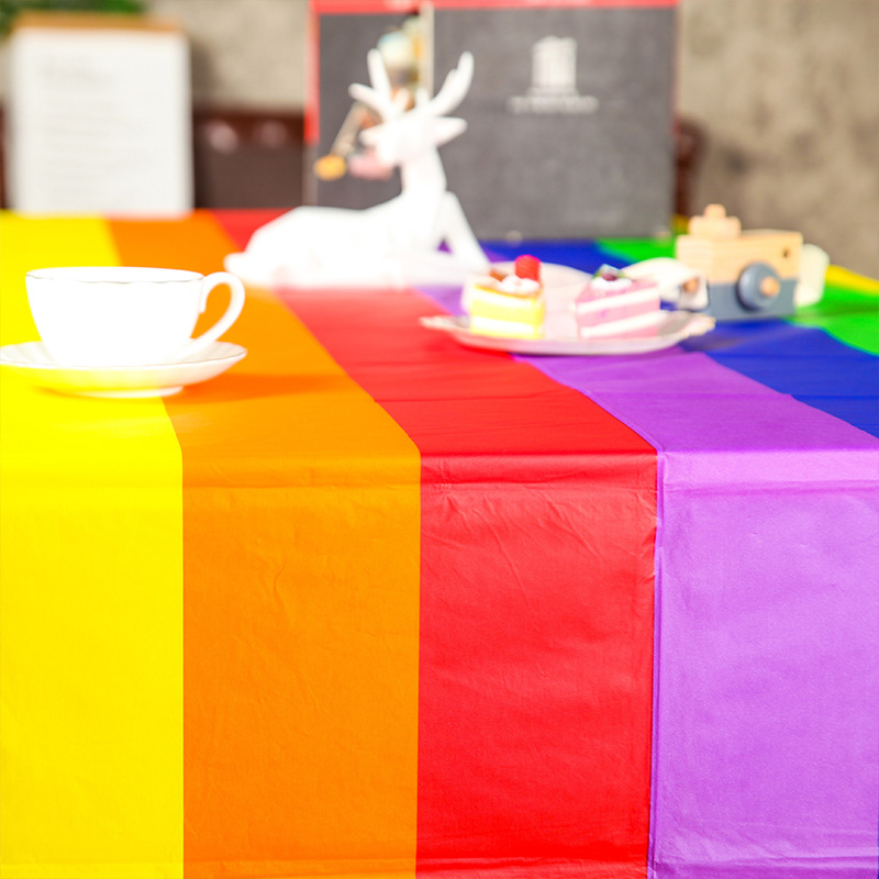 Pastel Rainbow Tablecloths Disposable Tablecloth Waterproof