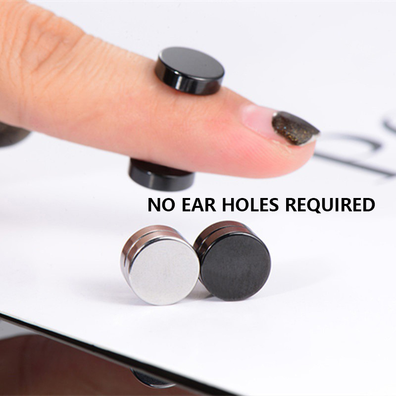 6 Pairs Set Fashion Magnetic Stud Earrings Men and Women Black CZ Magnet Non-Piercing Clip Earring Set Punk Earrings Jewelry, Jewels,Temu