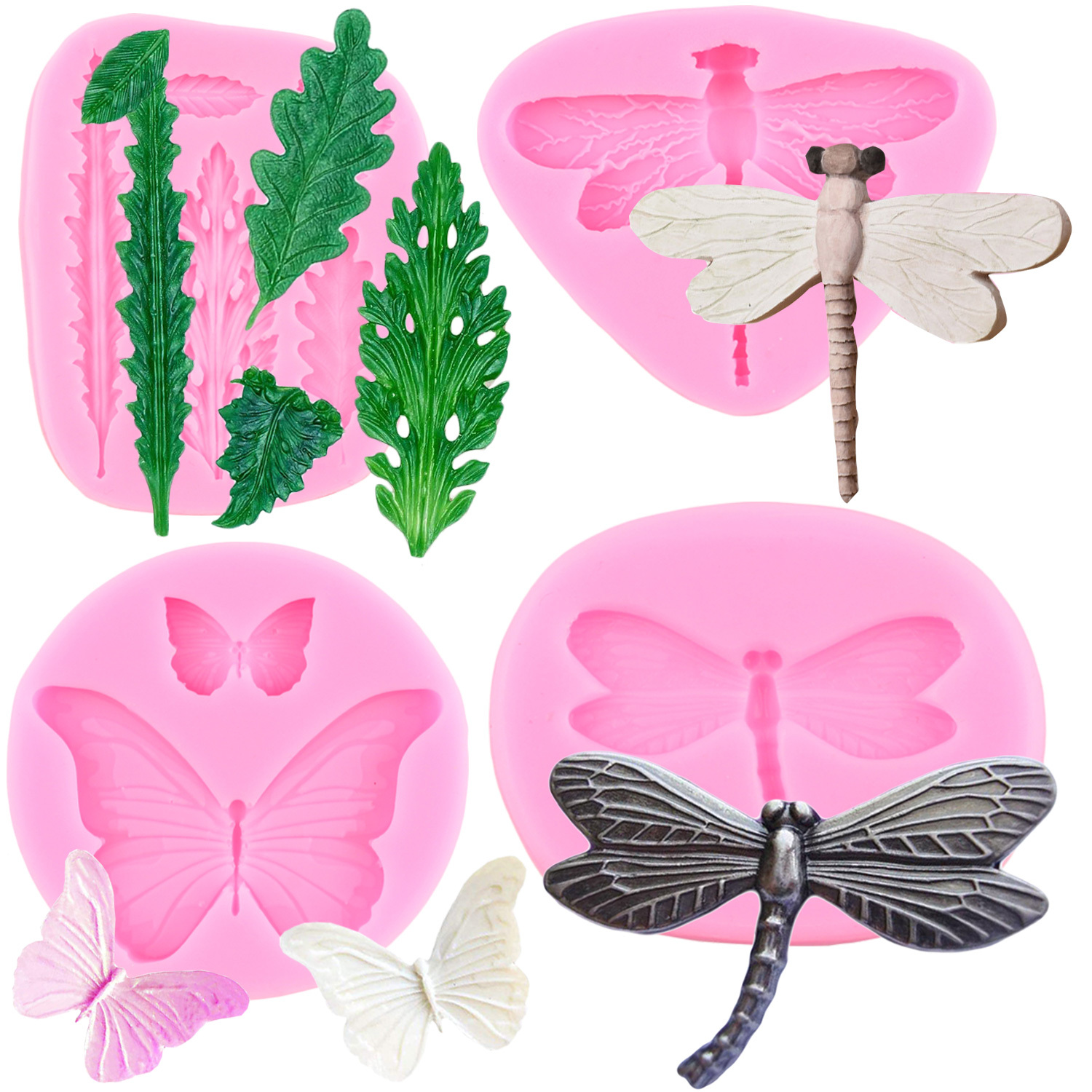 Dragonfly Or Butterfly Chocolate Mold, 3d Flying Insects Silicone Mold,  Optional Butterfly Dragonfly Or Greenery Leaf Candy Mold, Fondant Mold,  Biscuit Mold, For Diy Cake Decorating Tool, Baking Tools, Kitchen  Accessories, Home