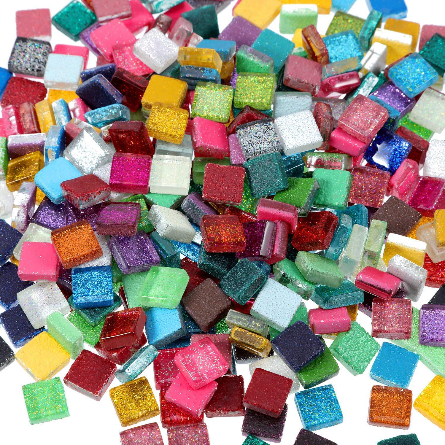 200g Tessere Mosaico Piastrelle Mosaico Vetro, Colore Misto Quadrata Pezzi  di Vetro,Cristallo Glitterato Tessere per Mosaico Piastrelle Assortite per  ​Lavori Artigianali,Decorazioni,1x1cm(Colorato) : : Fai da te