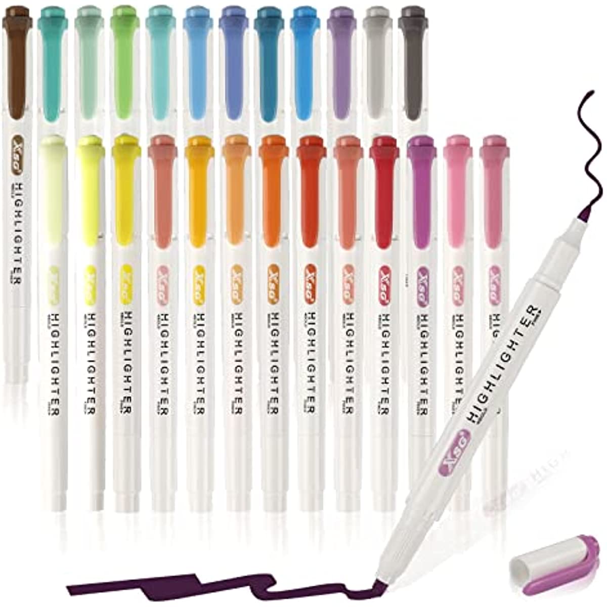 25 Colors Highlighter Pens Collection Set Pastel Highlighters Double