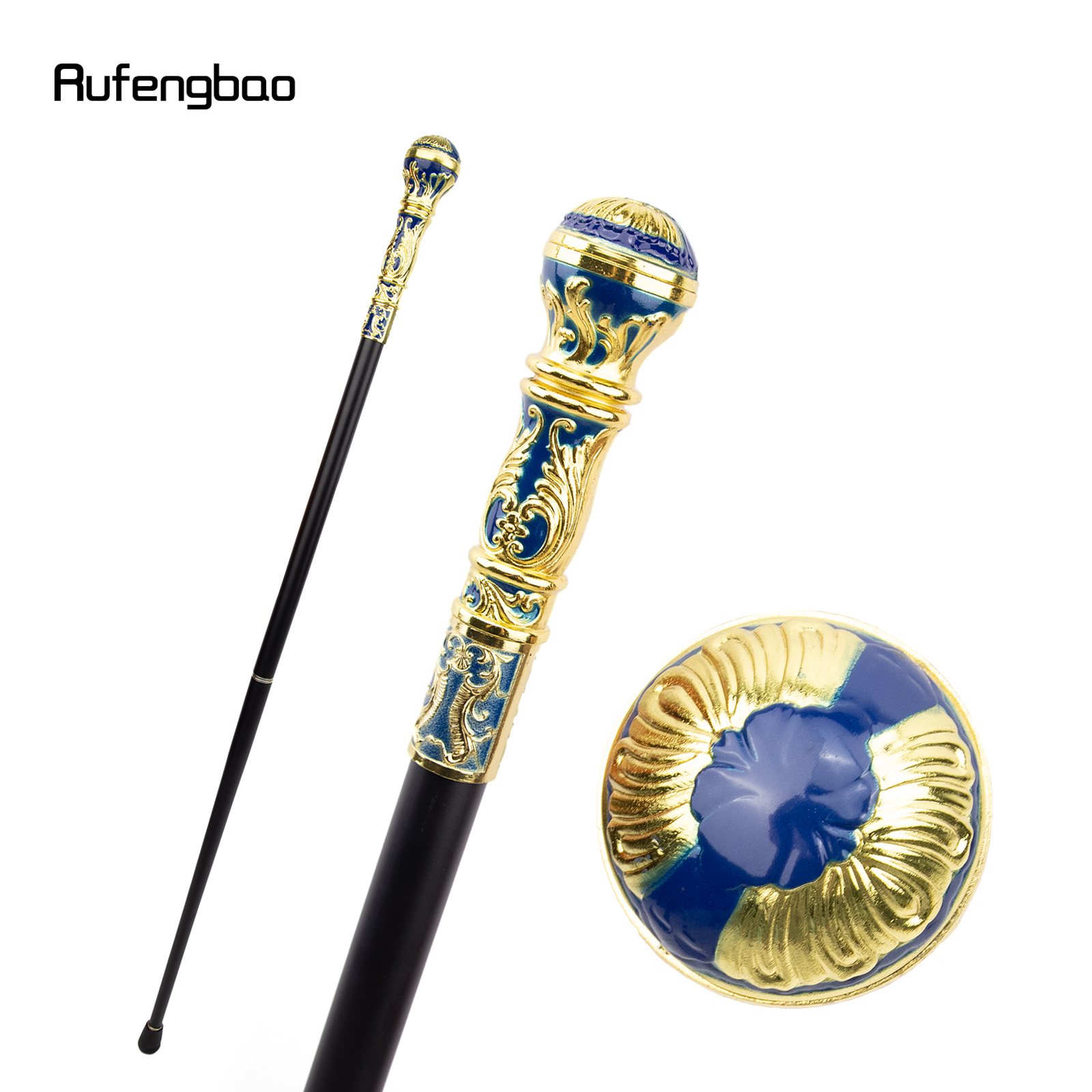 

Golden Blue Luxury Round Handle Fashion Walking Stick For Party Decorative Walking Cane Elegant Crosier Knob Walking Stick 93cm/36.6in