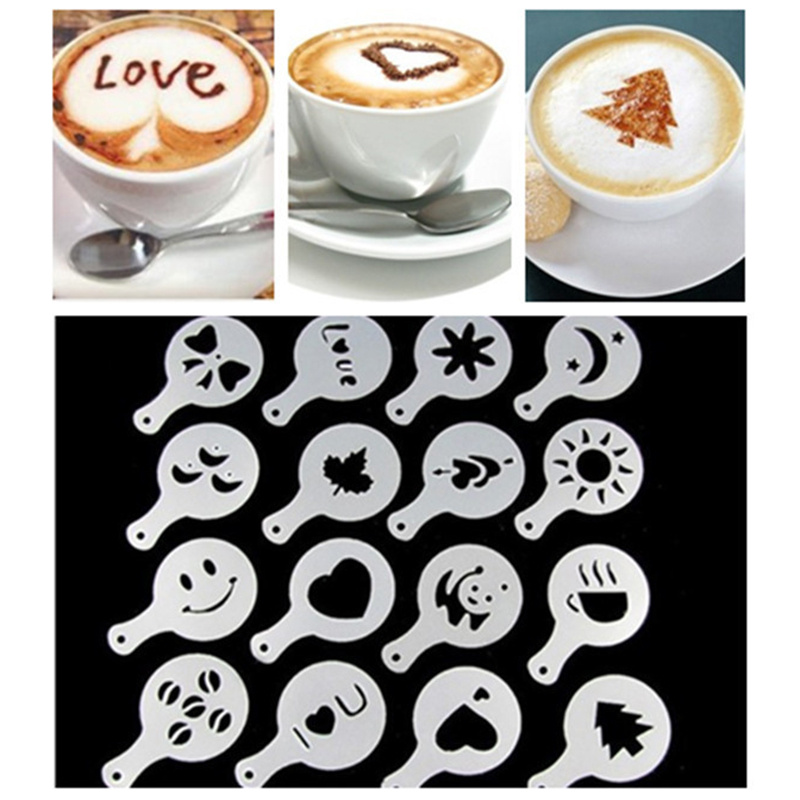 8Pcs/set Print Shape Coffee Mold Cappuccino Latte Coffee Art