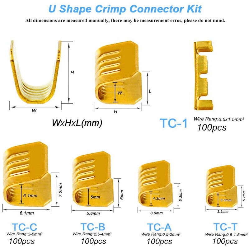 500個u字型銅端子圧着キット 非絶縁詰め合わせケーブルワイヤー 工業用・商業用製品 Temu Japan