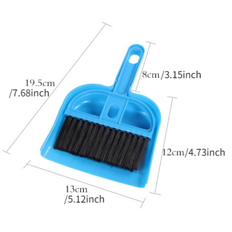 Mini Desktop Plastic Sweep Cleaning Brush Small Broom Dustpan Set (Blue)