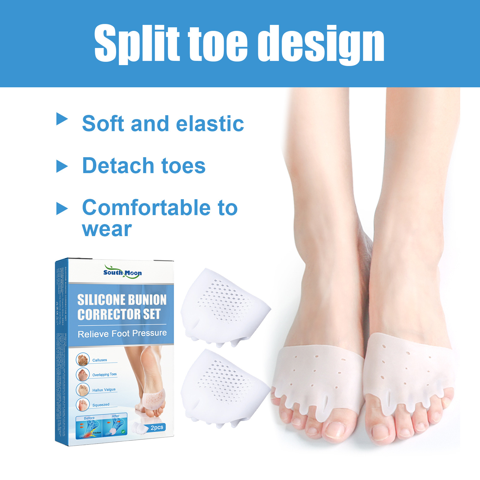 Gel Toe Separators For Overlapping Toe Bunion Corrector Pads For