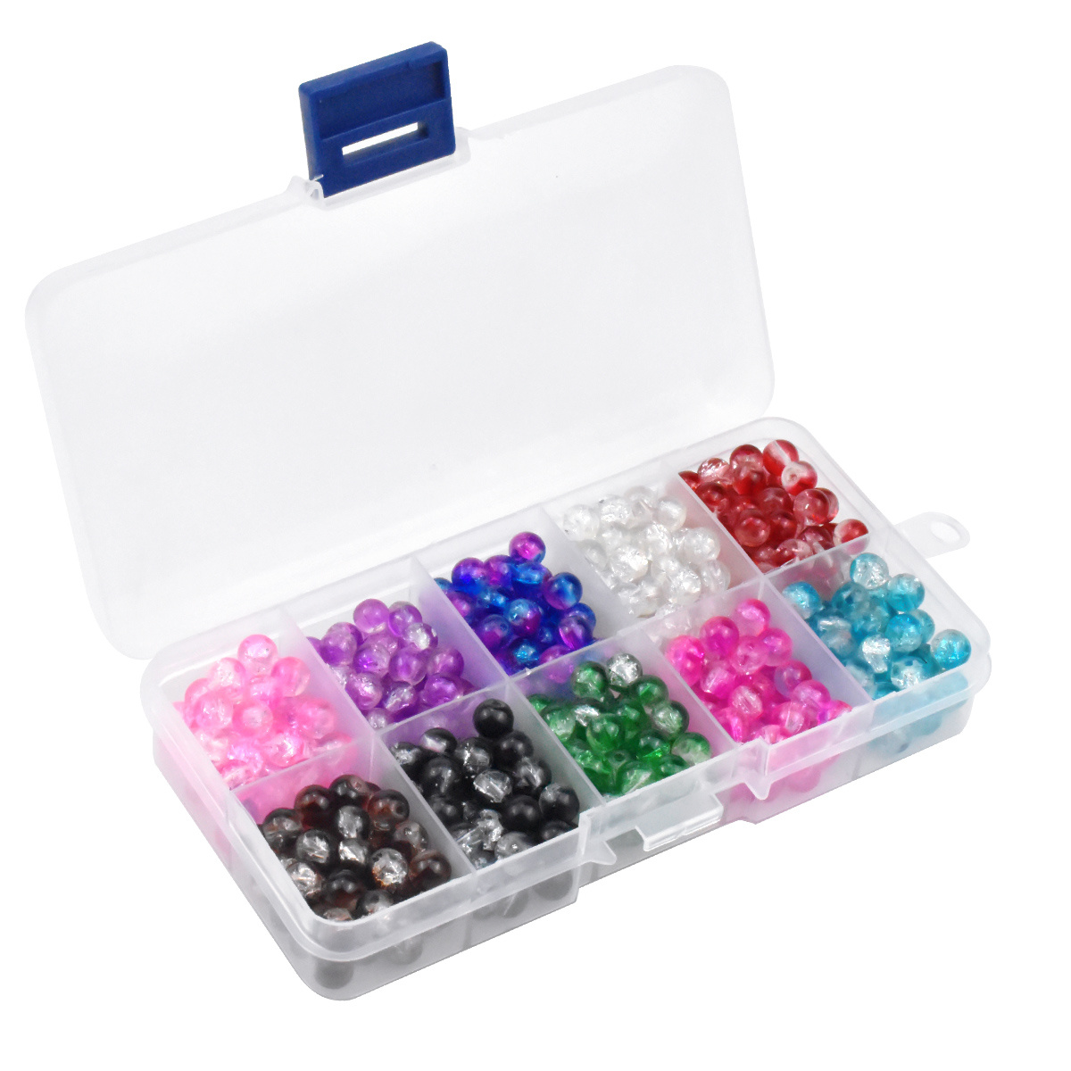 Crackle Glass Beads With Storage Box Colourful Craft - Temu