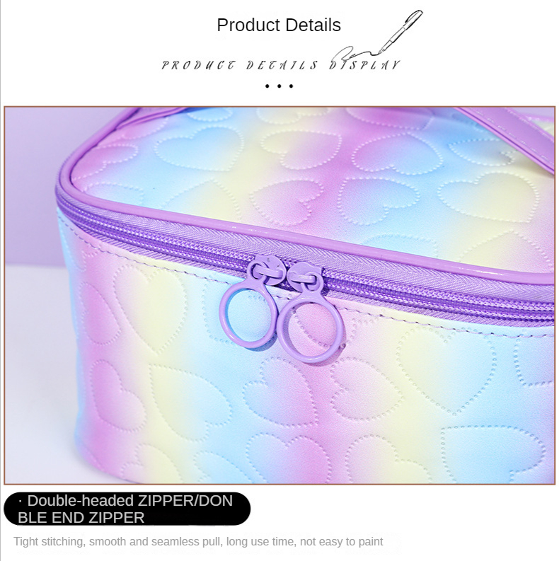 Colorful Quilted Cosmetic Bag, Portable Toiletry Wash Pouch, Zipper Clutch Makeup  Bag With Heart Pattern - Temu