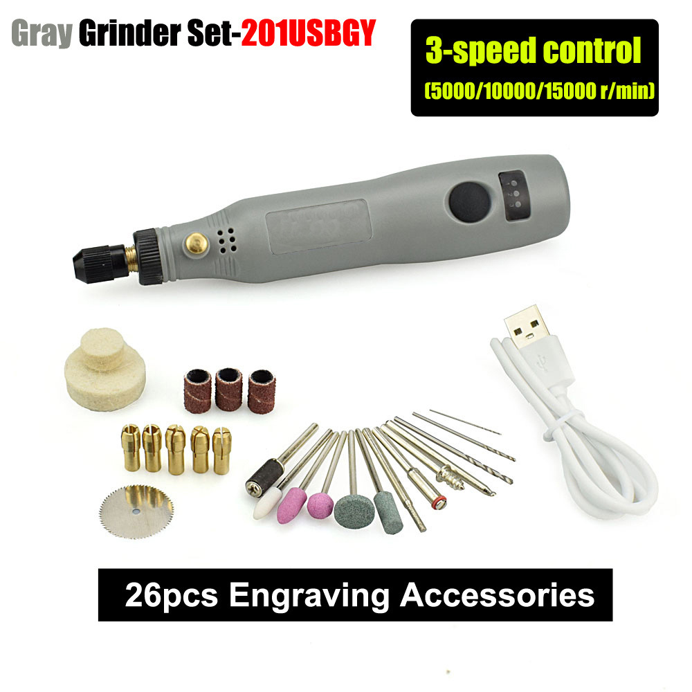 26pcs USB Charging 10W Grinding Machine Mini Wireless Variable Speed Rotary  Tools Kit Engraver Pen For Milling Polishing