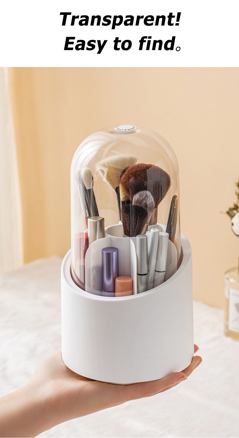 360° Rotating Makeup Brush Storage Box Portable Desktop Cosmetic Organizer  Lipstick Eyebrow Pencil Eye Shadow Brushes Holder - AliExpress