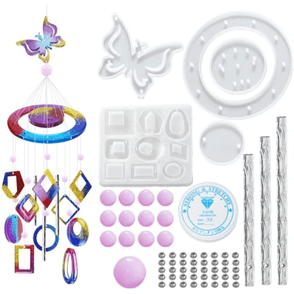 

62pcs Diy Wind Chimes And Wall Hanging Resin Molds Kit, High-quality Silicone Epoxy Casting Bundle, Wind Chimes, Silicone Kit