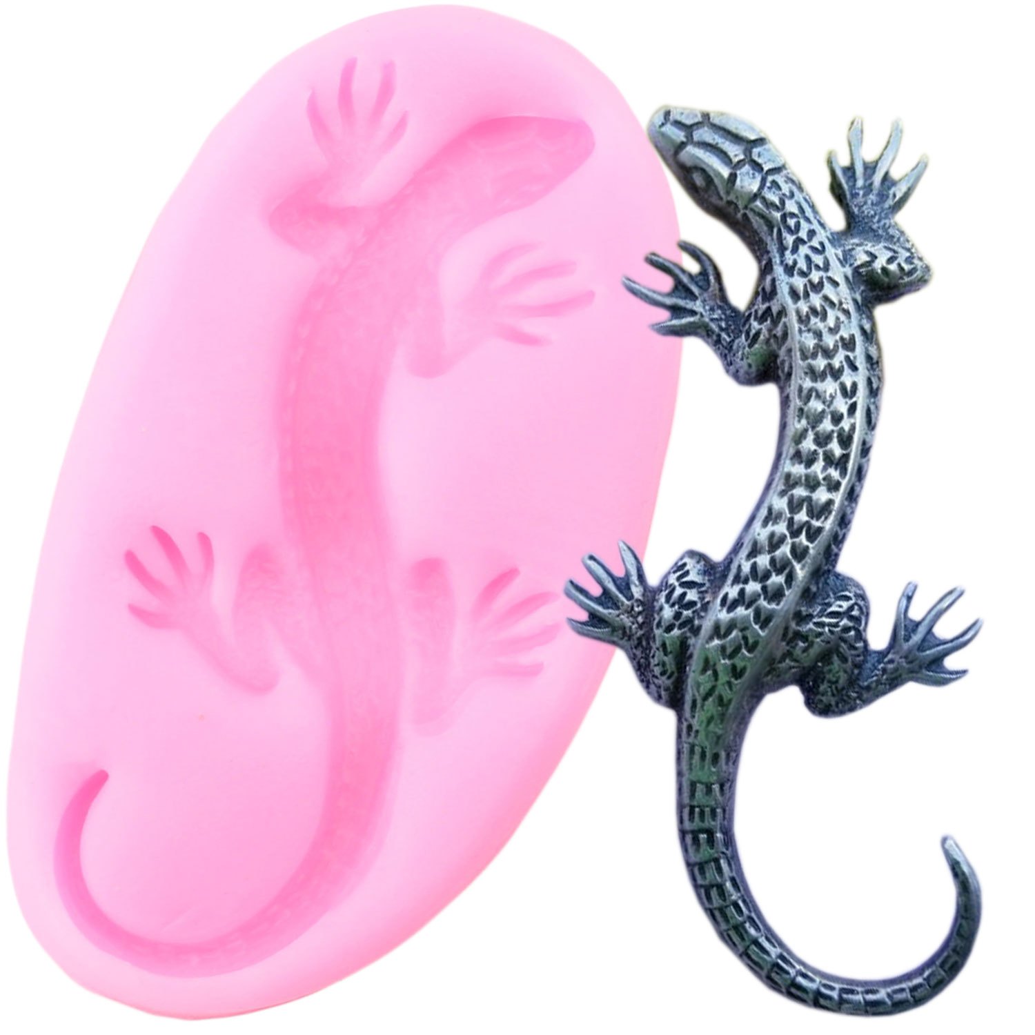 1pc   lizard silicone fondant mold for diy cake decorating and baking accessories details 2