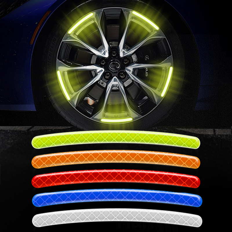 

20pcs Car Wheel Hub Reflective Stickers, Tire Rim Luminous Stickers Roadway Safety Reflective Strip For Auto Car Motorcycle Bicycle