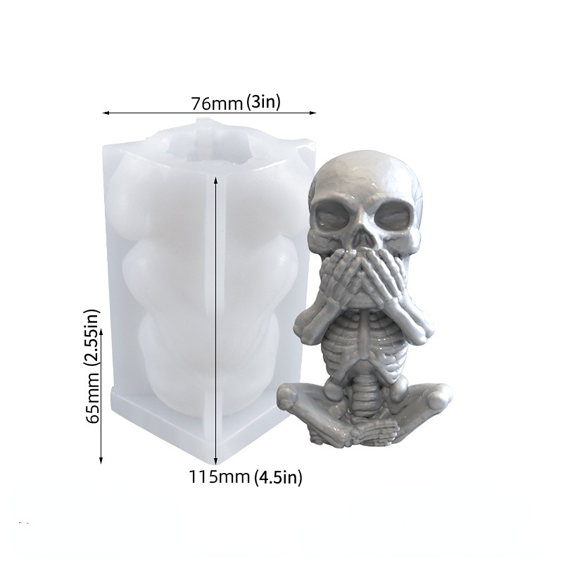 3 Pack Silicone Skull Molds Small Skull Resin molds Silicone Skeleton Skull  Decor Epoxy Resin Mold Silicone molds for Resin Candle Decoration, Cake