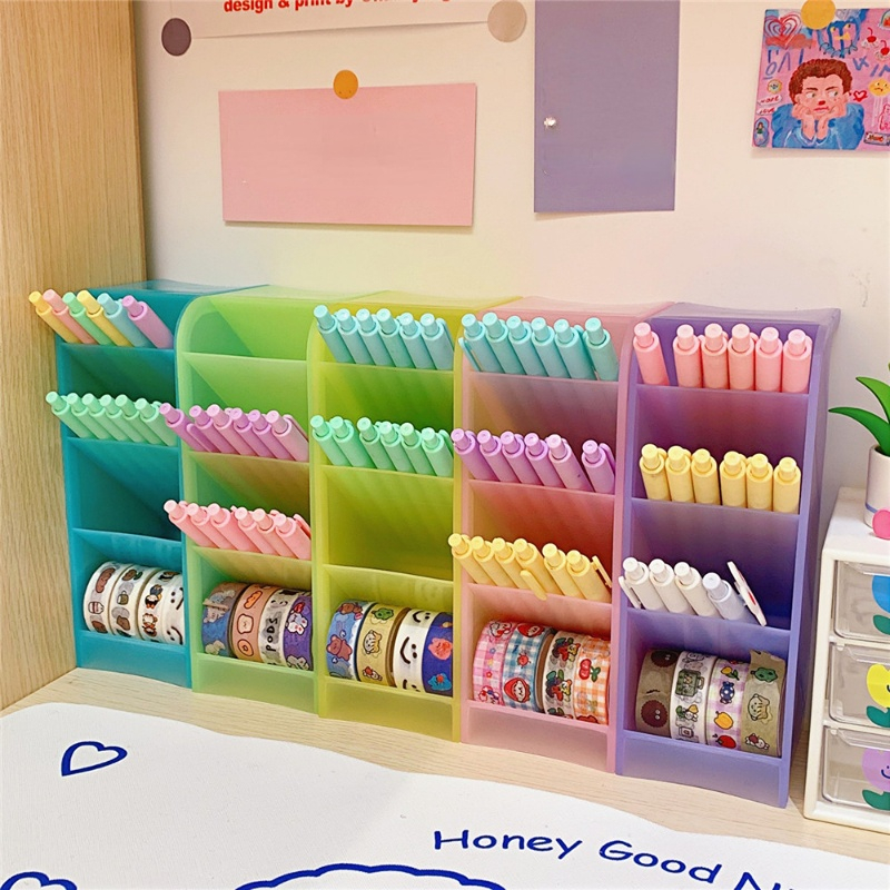 Korean Ins Cute Storage Rack Desktop Sundries Storage Shelf Grid Organizer  Box Stationery Cosmetics Makeup Brushes Pen Holder - AliExpress