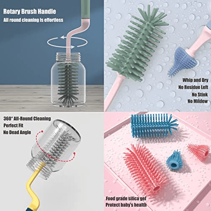 1pc Silicone Round & Thin Cleaning Brush For Water Cup, Baby Bottle & Straw  Suitable For Home Use