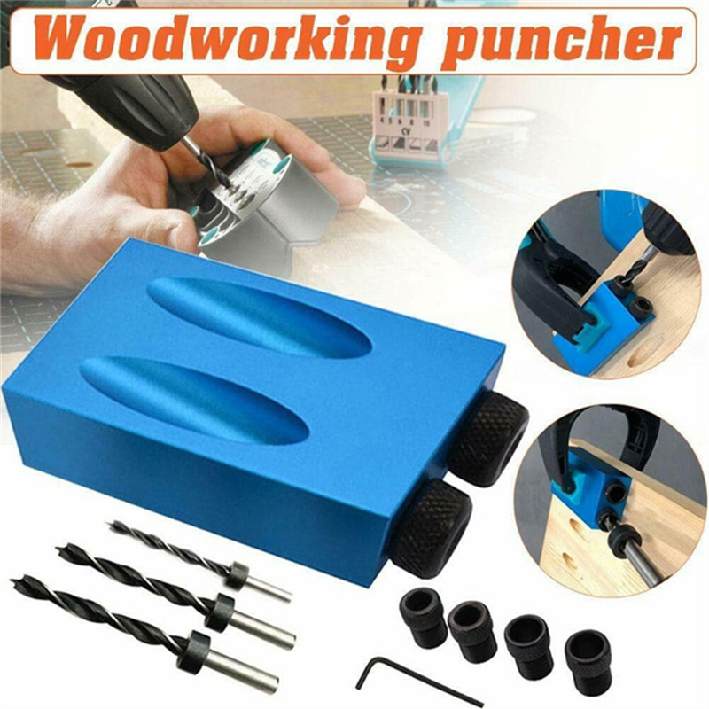 Walmeck 15pcs Pocket Hole Jig Kit 8mm 10mm 15 Degree Angle Drill Guide  Woodwoorking Tool Inclined Hole Jig Hole Puncher Locator Jig Drill Bit  Carpentry Tools 