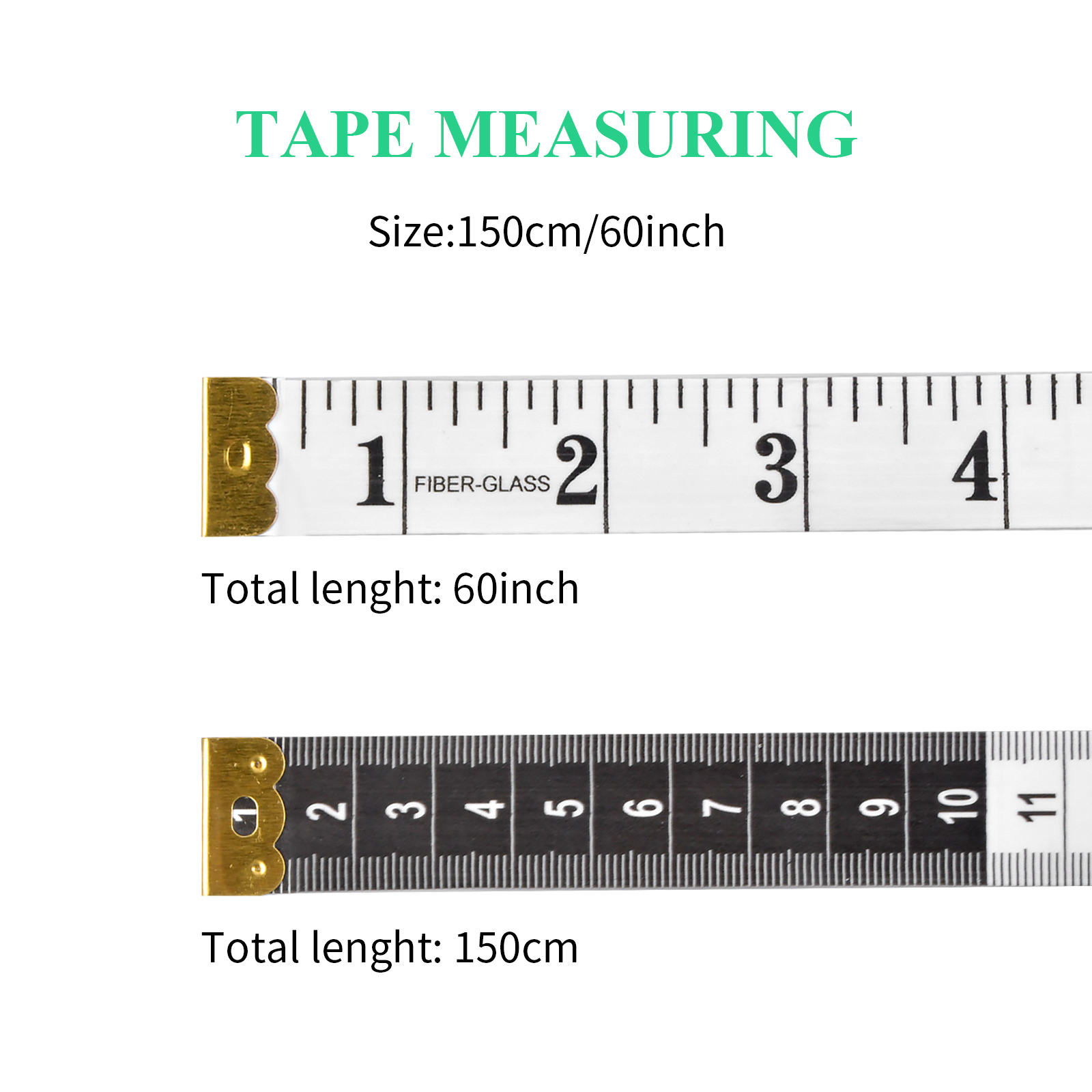 2pcs/Set Sewing Measuring Tape Double Sided Soft Body Measuring Ruler  150cm/60inches