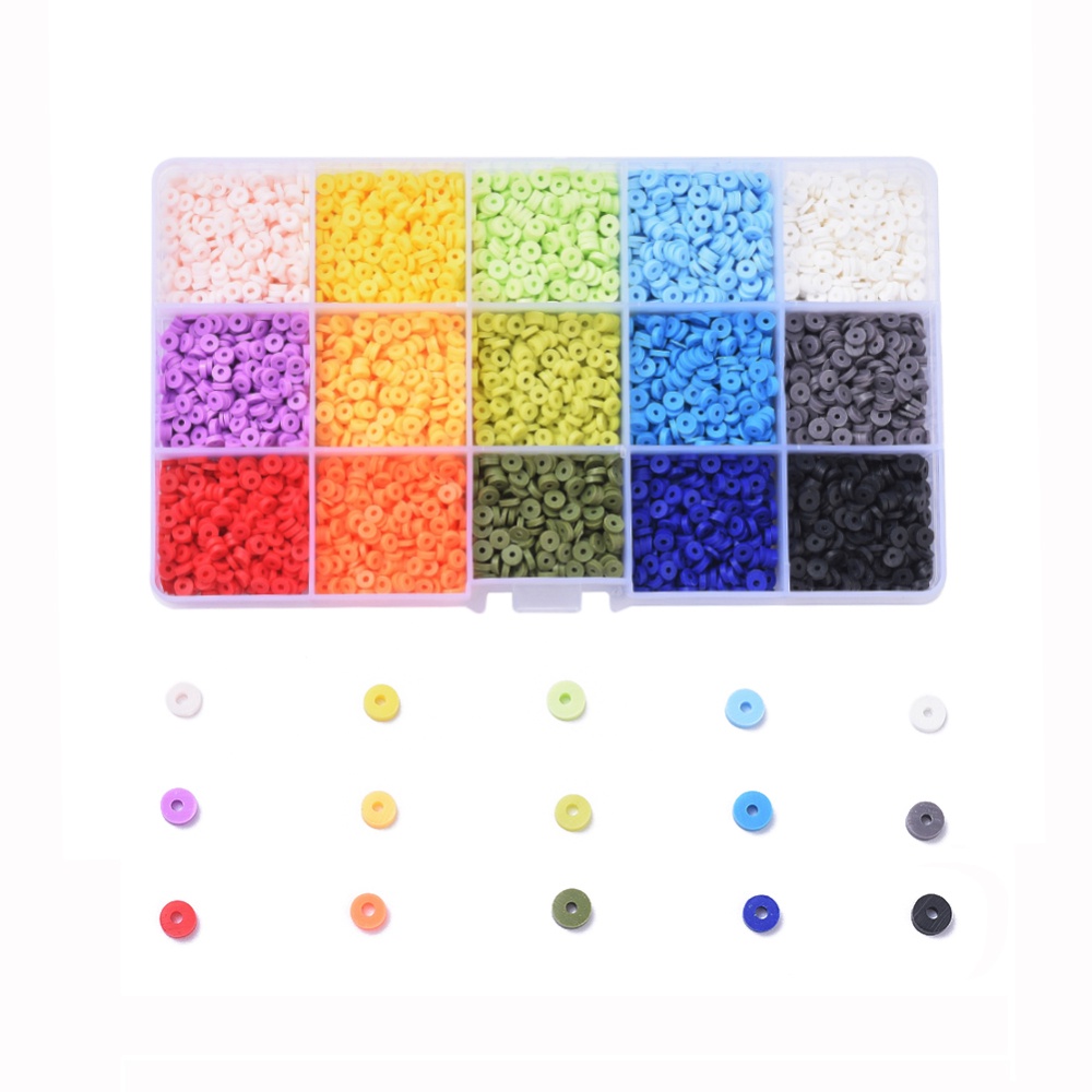 Clay Beads 15 Colors Flat Round Polymer Clay Beads With - Temu
