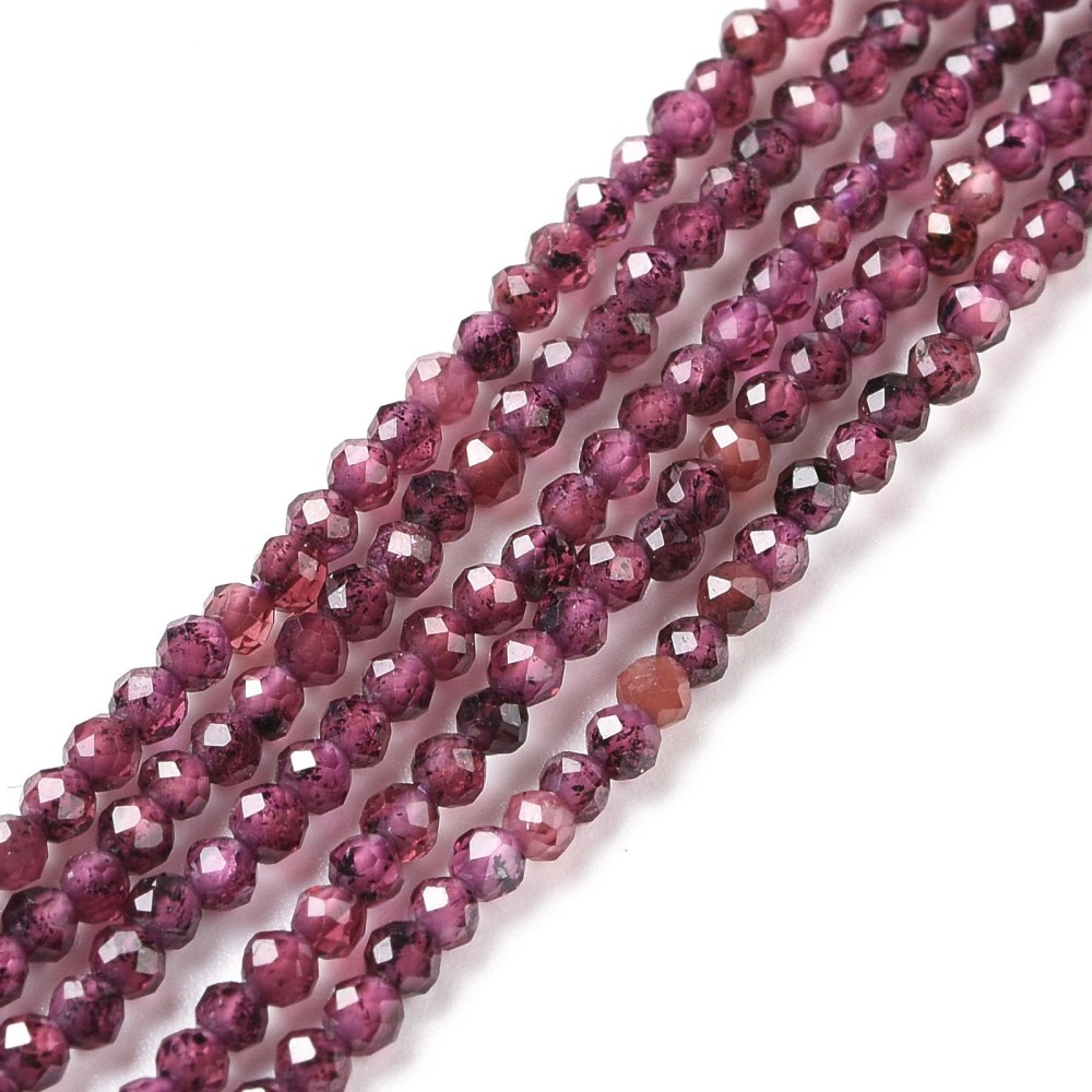 5 Strand Natural Garnet Beads Strands Round Faceted 2mm Hole: 0.4mm About  192pcs/Strand 15.16 Inch(38.5cm)