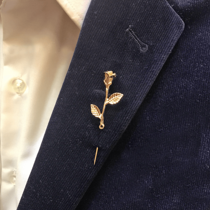 Men Cloth Rose Flower With Gold Leaf Brooch. Rose Floral Lapel Stick  Handmade Boutonniere Pins For Suit,lapel Pin Wedding Brooch