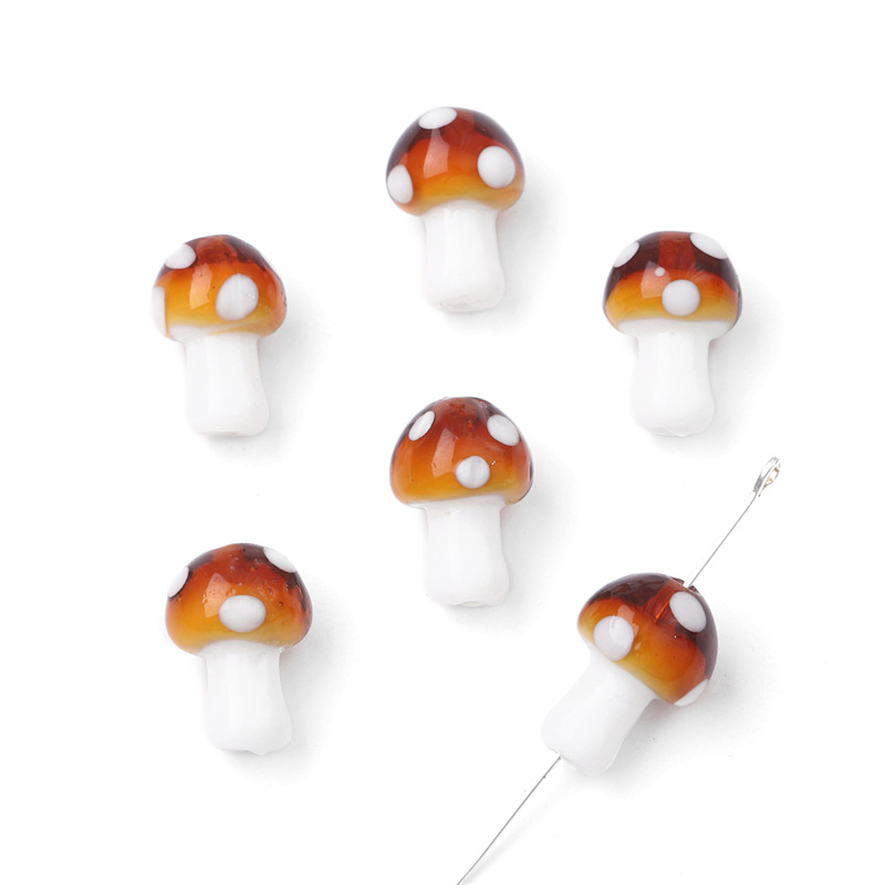 20pcs Mini Mushroom Beads Multicolor Glass Mushroom Loose Beads Handmade  DIY Glass Lighting Mushroom Necklace Earrings Jewelry Accessories