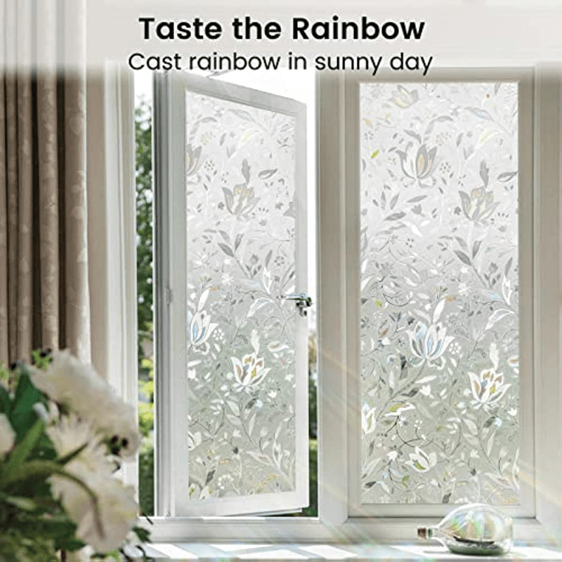 Flowers Garden Window Clings Non Adhesive Vinyl Stickers Glass Decals  Removable