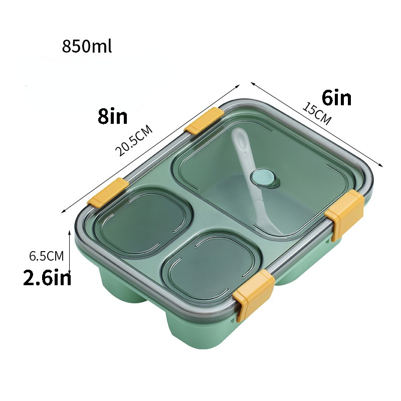 5 Compartments Lunch Box Stainless Steel Leak-Proof Bento Boxes Soup  Container School Dinnerware(Blue)