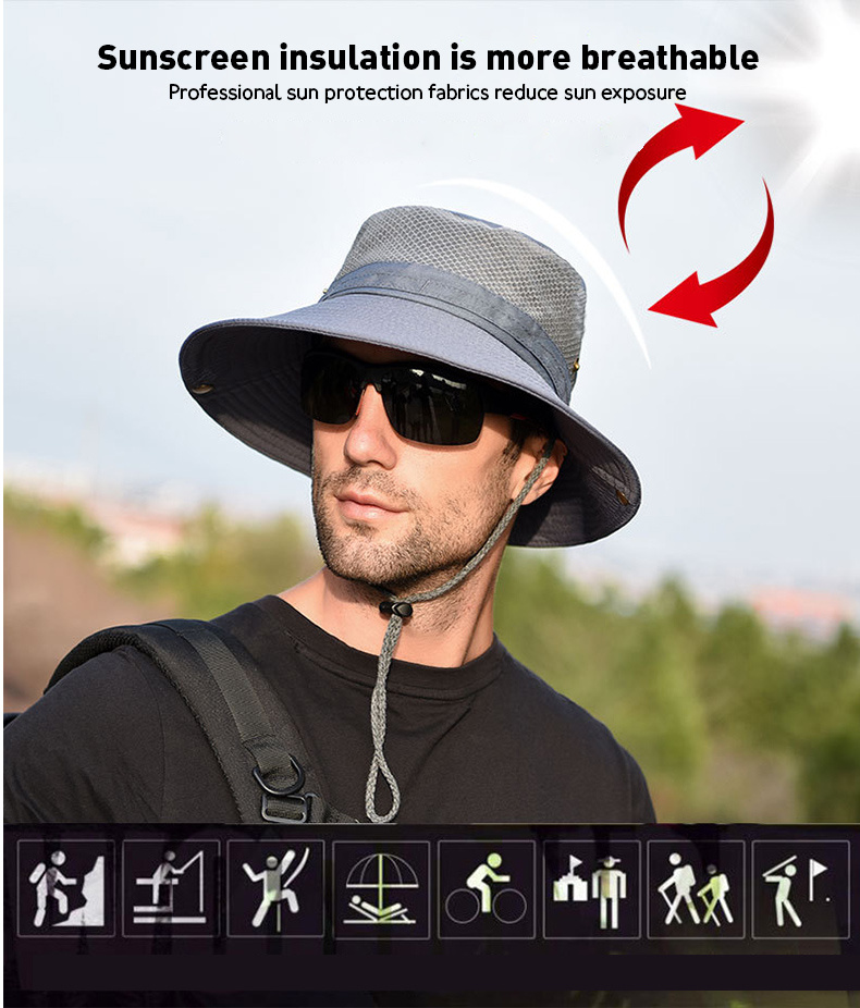 K31 Mens Wide Brim Panama Newhattan Bucket Hat Sun Protection