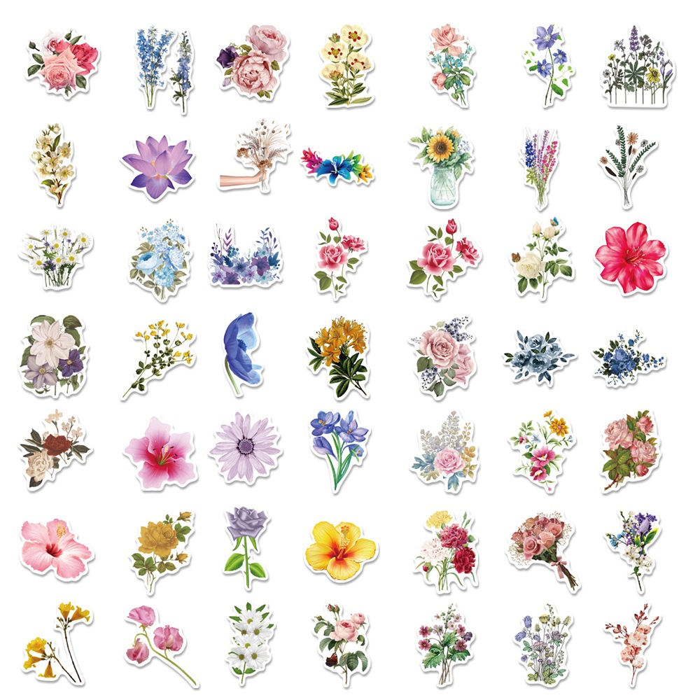 40Pcs Scrapbook Vintage Aesthetic Flower Stickers, Craft Supplies &  Materials, self-Adhesive Bullet Journal Stickers for Scrapbooking,  journaling