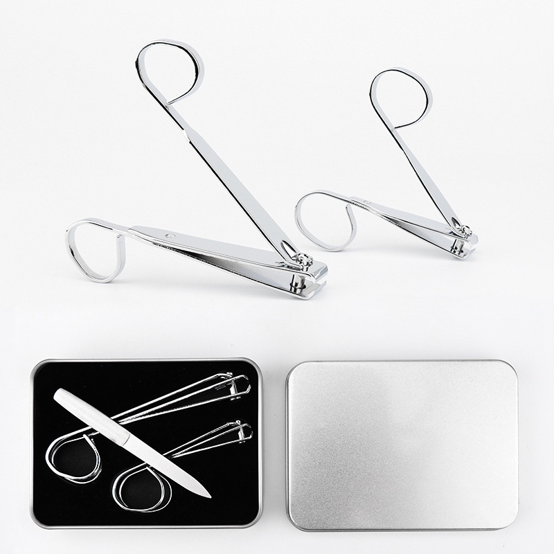 Long Handle Nail Clippers Set for Seniors with Metal Case