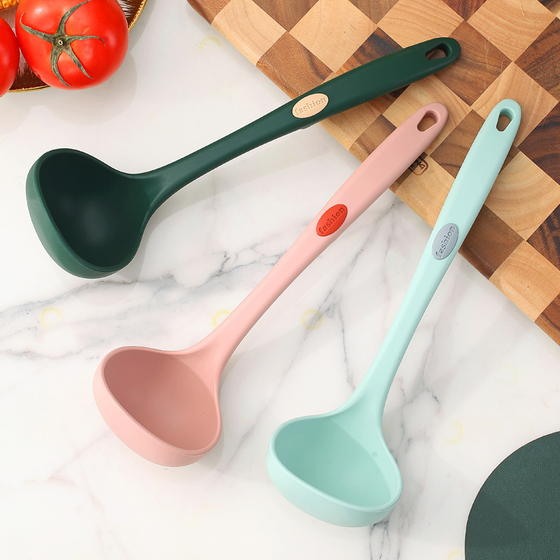 Small One-Piece Silicone Spoon High Temperature Resistant Non-Stick Pot  Special Soup Spoon Mixing Spoon