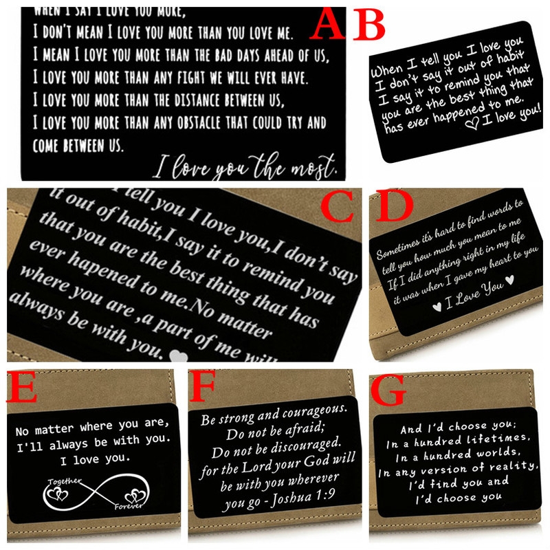 Engraved Wallet Love Note - Cute Anniversary Gifts for Him, Gift for Boyfriend, Hubby, Just Because I Love You, 6th or 10th Year Anniversary Gift