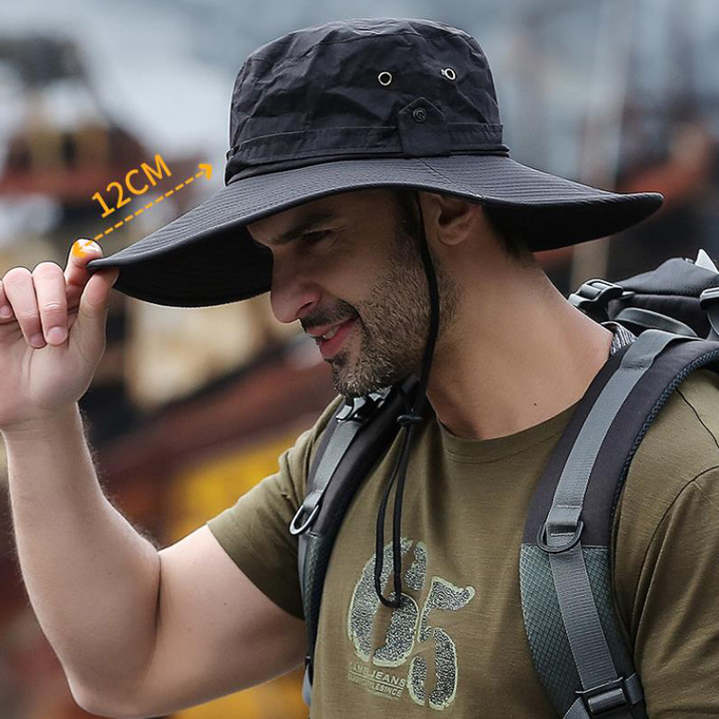 Men's Classic Wide Brim Bucket Hat, Fishing Hat, Sun Screen UV Proof Breathable Fishermen Hat for Outdoor Fishing Hiking,Temu
