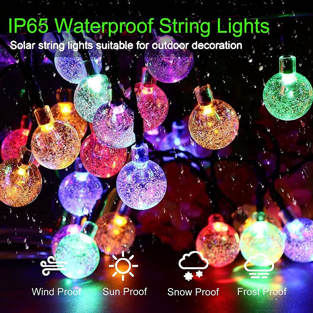 Solar Crystal Ball Fairy Light, Waterproof Multi-color String Light, 30 Led,  Garden Yard Decor, Temu