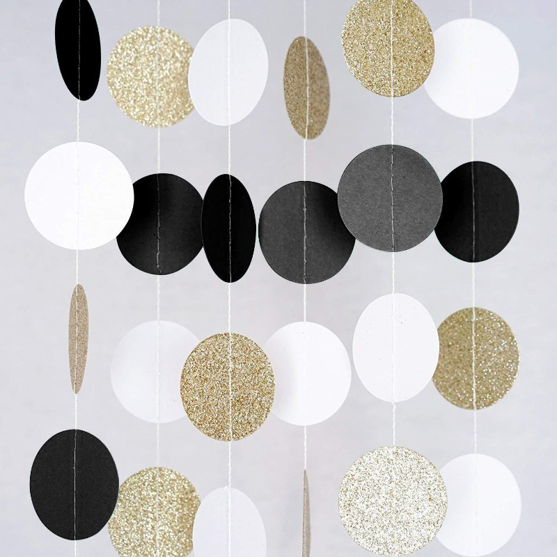 Midnight Glo 78ft Neon Paper Garland Circle Dots Hanging