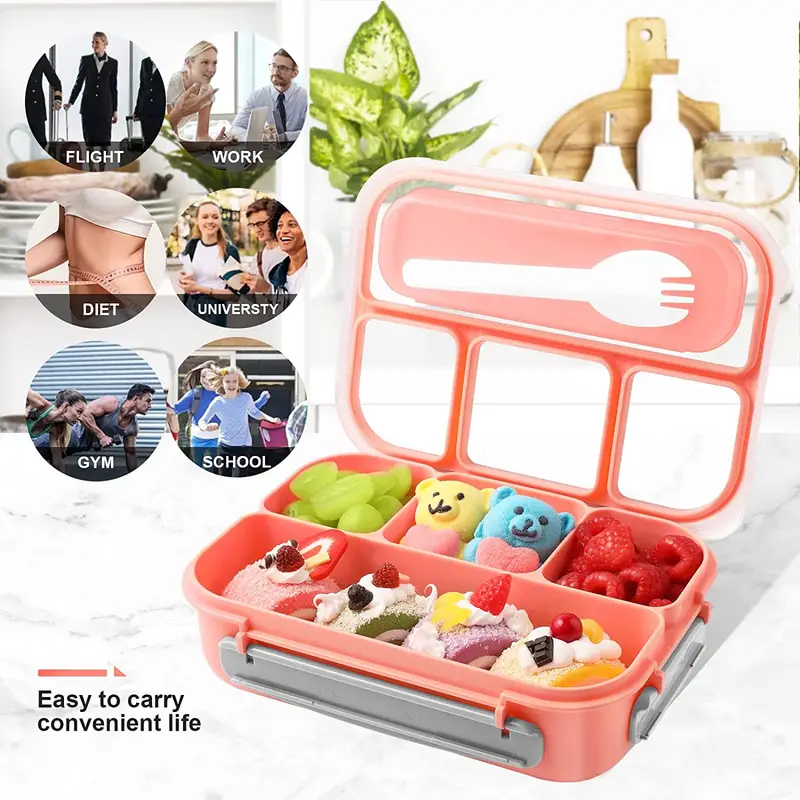 Double Layer Bento Box, Reusable 5 Compartments Lunch Box With Cutlery For  Adults/teens, Food Storage Containers For School Work And Travel, Bpa-free  Microwave Dishwasher Safe, For Teenagers And Workers, For Back To