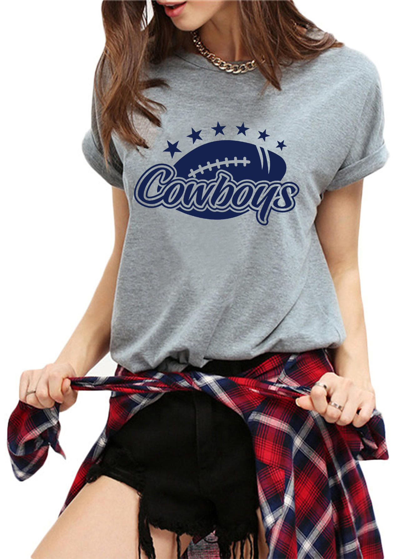 Dallas Cowboys Womens High Slit Shirts High Waist Leggings 2Pcs